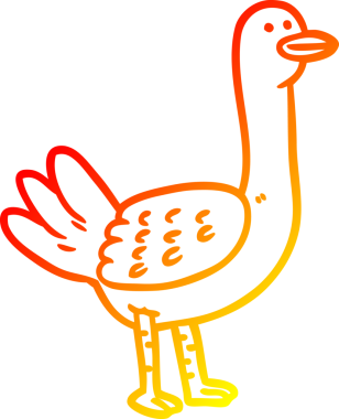 Bir insan tarafından çizilmiş çizgi film kuşunun sıcak gradyan çizimi