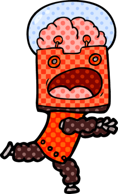 Bir insan tarafından çizilmiş çizgi film robotu