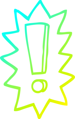 Bir insanın çizdiği karikatür ünlem işaretinin soğuk gradyan çizgisi.