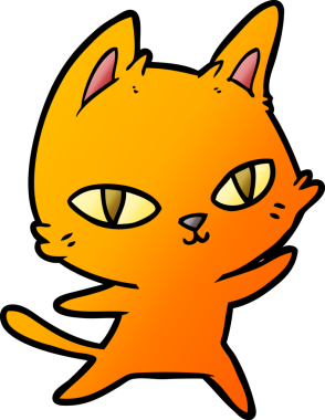 Bir insan tarafından çizilmiş çizgi film kedisi.