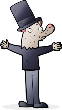 Bir insan tarafından çizilmiş silindir şapkalı bir kurt adam.