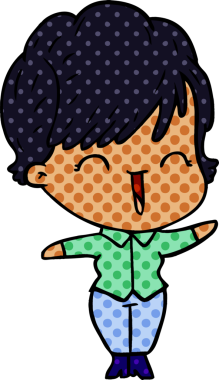 Bir insan tarafından çizilmiş gülen kadın çizgi filmi.