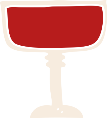 Bir insan tarafından çizilmiş yassı renkli şarap kadehi.