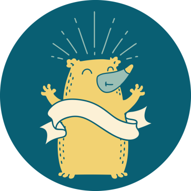 Bir insan tarafından çizilmiş mutlu ayı dövmesi ikonu