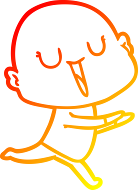 Bir insan tarafından çizilmiş mutlu, kel bir adamın sıcak çizgi çizimi.