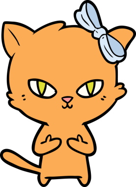 Bir insan tarafından çizilmiş sevimli çizgi film kedisi.