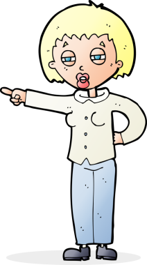 Çizgi filmdeki kadın bir insan tarafından azarlanıyor.