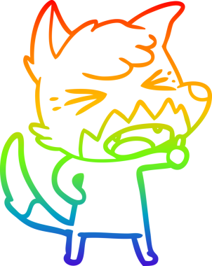 Bir insan tarafından çizilmiş kızgın bir tilkinin gökkuşağı gradyanı çizimi