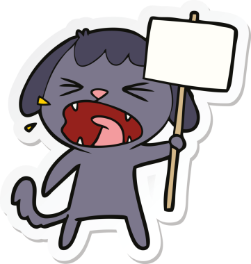 Bir insan tarafından çizilmiş şirin bir köpeğin çıkartması.