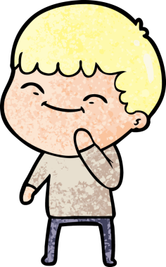 Bir insan tarafından çizilmiş mutlu çocuk çizgi filmi.