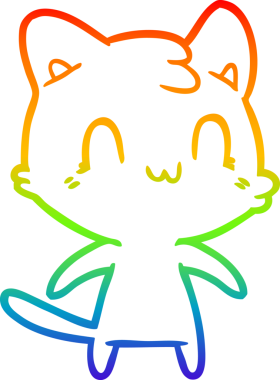 gökkuşağı gradyan çizgi çizimi Bir insan tarafından çizilmiş mutlu kedi