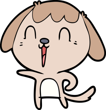 Bir insan tarafından çizilmiş şirin bir çizgi film köpeği.