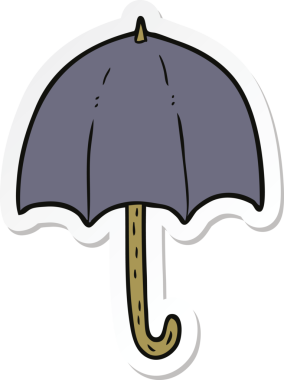 Bir insan tarafından çizilmiş karikatür şemsiyesi çıkartması.