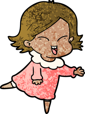 Bir insan tarafından çizilmiş mutlu çizgi film kızı.