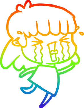 Gökkuşağı gradyan çizgi çizimi Bir insan tarafından çizilmiş gözyaşları içinde bir çizgi kadın