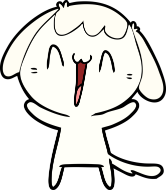 Bir insan tarafından çizilmiş şirin bir çizgi film köpeği.