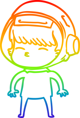 gökkuşağı gradyan çizimi bir insan tarafından çizilmiş meraklı astronot çizgi