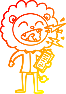 Bir insan tarafından çizilen kükreyen aslan çizgi çizimi.