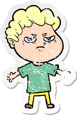 Bir insan tarafından çizilmiş kızgın bir adamın sıkıntılı çıkartması.