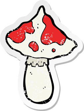 Bir insan tarafından çizilmiş bir mantar desenli karikatür yapıştırması.