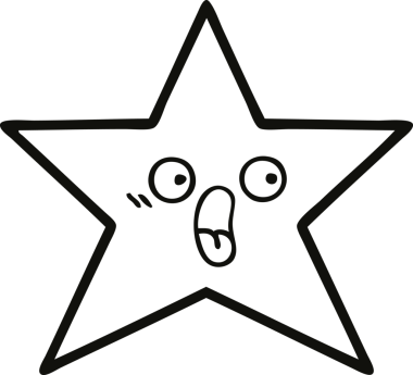 Bir insan tarafından çizilmiş yıldız balığının çizgi çizimi