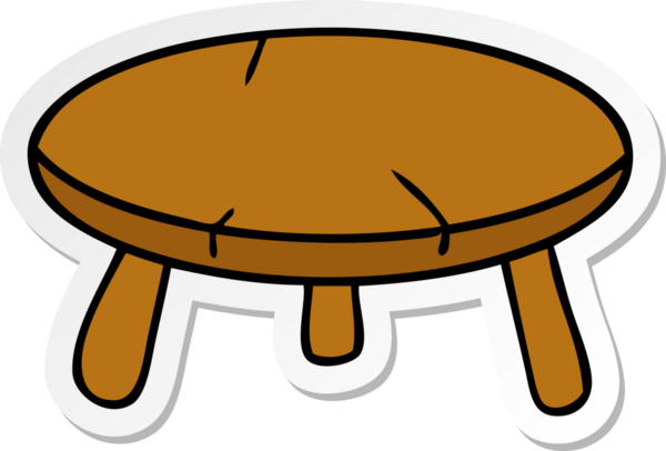 Bir insan tarafından çizilmiş ahşap bir tabureye ait el çizimi karikatür.