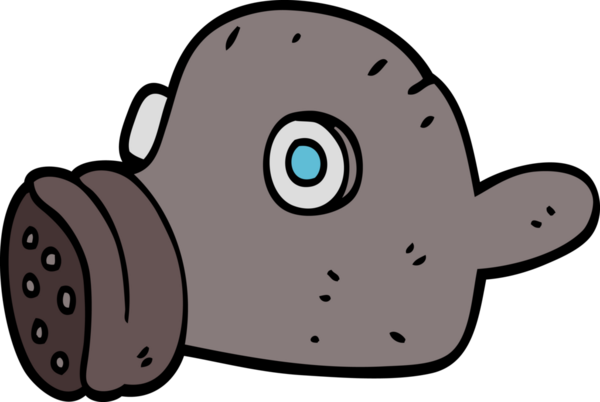 Bir insan tarafından çizilmiş gaz maskesi.