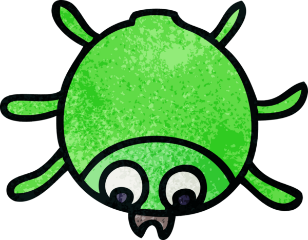 Bir insan tarafından çizilmiş garip çizgi film böceği.