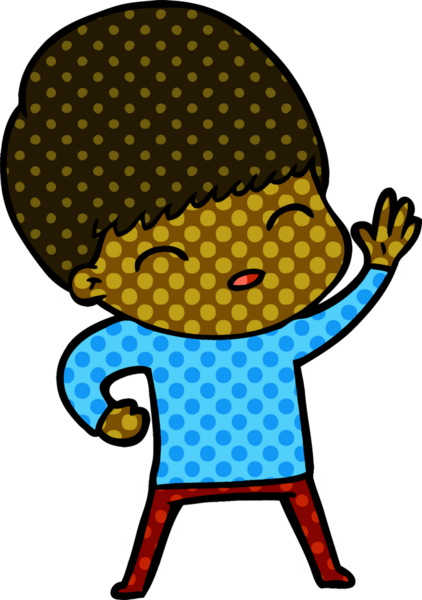 Bir insan tarafından çizilmiş mutlu çizgi film çocuğu.