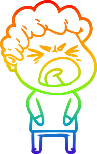 Bir insan tarafından çizilmiş öfkeli bir adamın çizdiği gökkuşağı gradyan çizgisi.