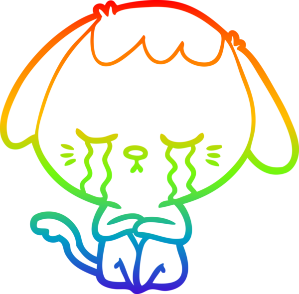 gökkuşağı gradyan çizgi çizimi bir insan tarafından çizilmiş ağlayan bir köpek