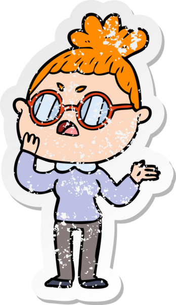 Bir insan tarafından çizilmiş bir karikatürün sıkıntılı çıkartması.