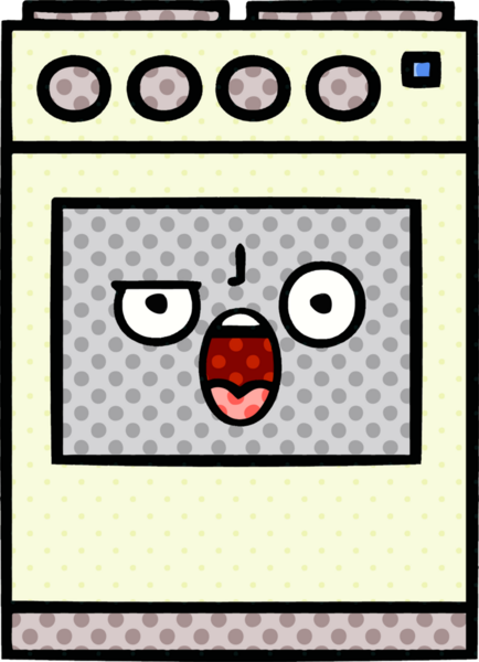 Bir insan tarafından çizilmiş mutfak fırınının çizgi romanı.