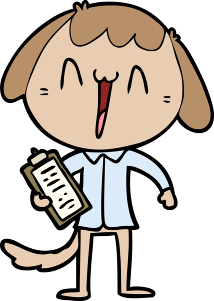 Bir insan tarafından çizilmiş şirin bir çizgi film köpeği.