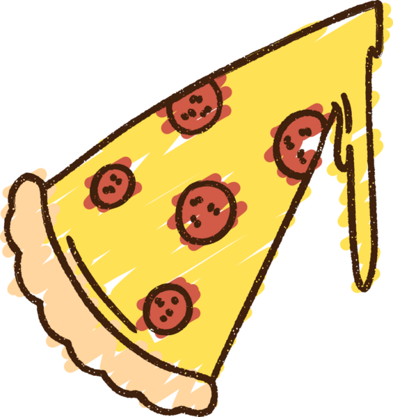 Bir insan tarafından çizilmiş pizza tebeşiri.