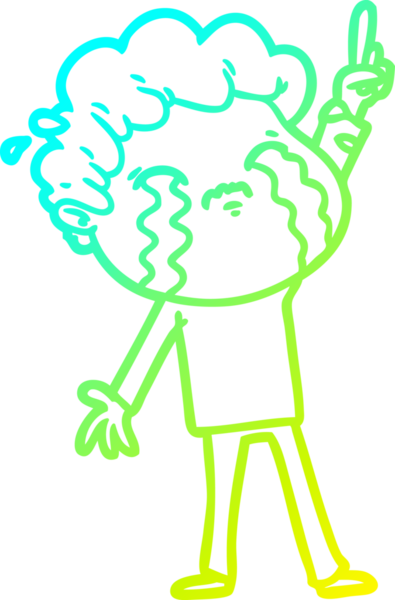 Bir insan tarafından çizilmiş ağlayan bir çizgi film karakteri çizimi.