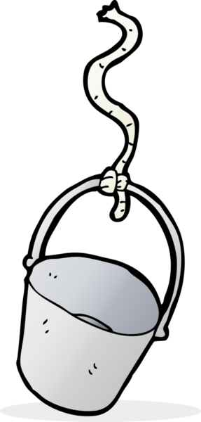 Bir insan tarafından çizilmiş çizgi film kovası.