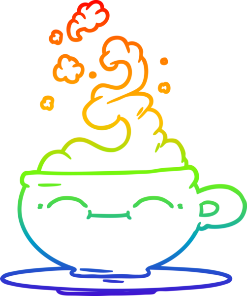 gökkuşağı gradyan çizgisi bir insan tarafından çizilmiş sıcak kahve fincanı