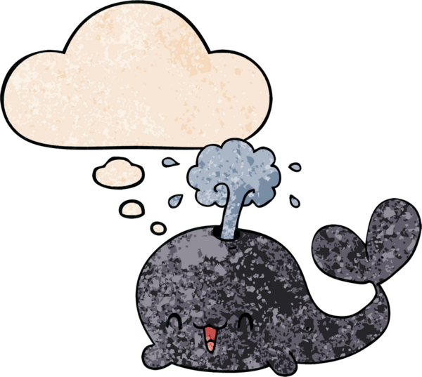 Bir insan tarafından çizilmiş grunge desenli düşünce balinası.