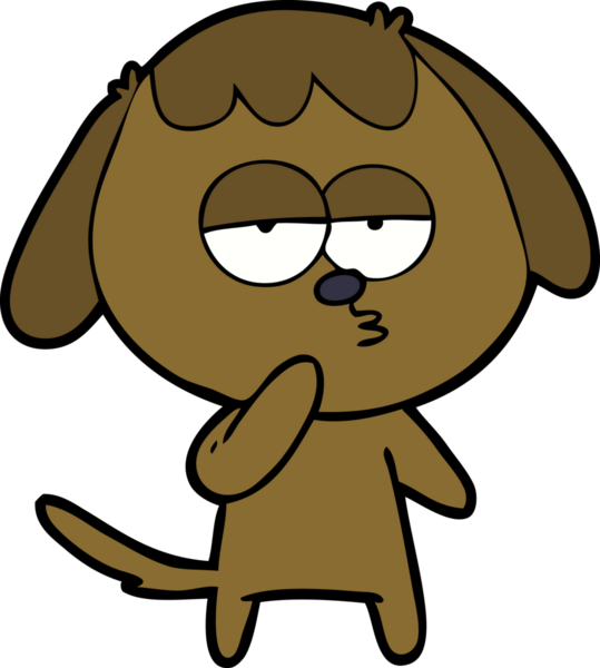 Bir insan tarafından çizilmiş yorgun bir köpek.