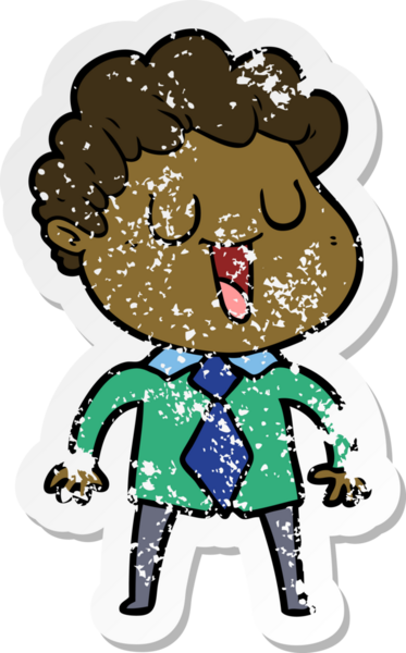 Bir insan tarafından çizilmiş gülen bir karikatürcünün sıkıntılı çıkartması.