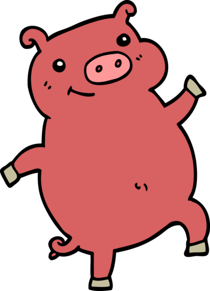 Bir insan tarafından çizilmiş dans eden domuz.