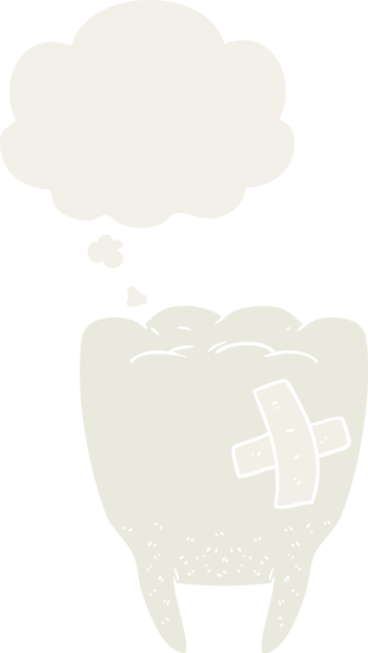 Düşünce baloncuğu insan tarafından çizilmiş kötü dişli çizgi film.