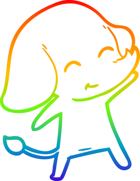 Gökkuşağı gradyan çizgisi bir insan tarafından çizilmiş şirin bir fil çizimi