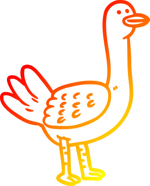 Bir insan tarafından çizilmiş çizgi film kuşunun sıcak gradyan çizimi