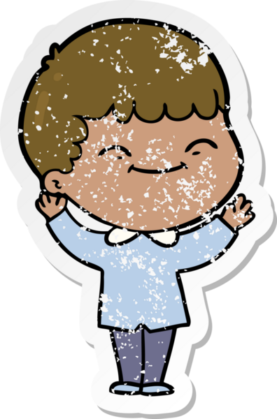 Bir insan tarafından çizilmiş mutlu bir çocuğun sıkıntılı çıkartması.