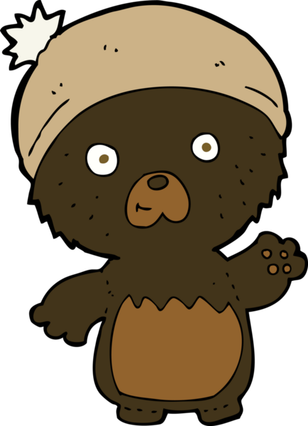 Bir insan tarafından çizilmiş şapkalı sevimli oyuncak ayı.