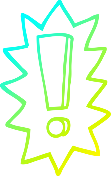 Bir insanın çizdiği karikatür ünlem işaretinin soğuk gradyan çizgisi.