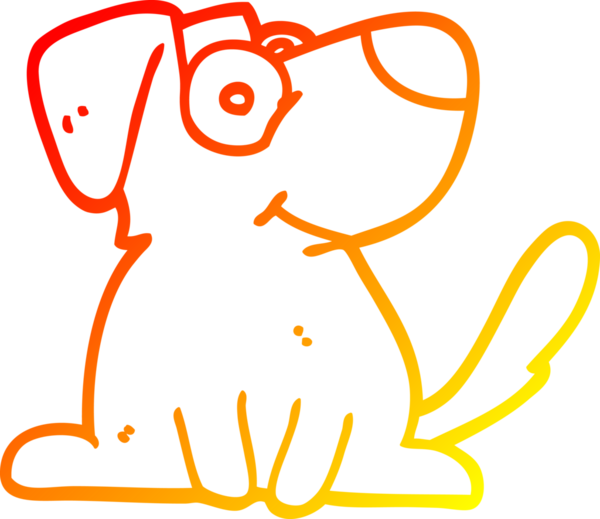 Bir insan tarafından çizilmiş mutlu bir köpeğin sıcak çizgi çizimi.