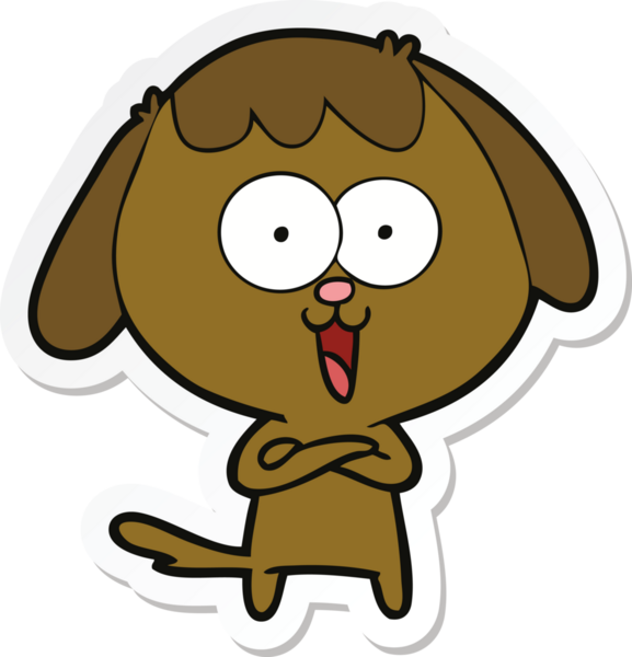 Bir insan tarafından çizilmiş şirin bir köpeğin çıkartması.